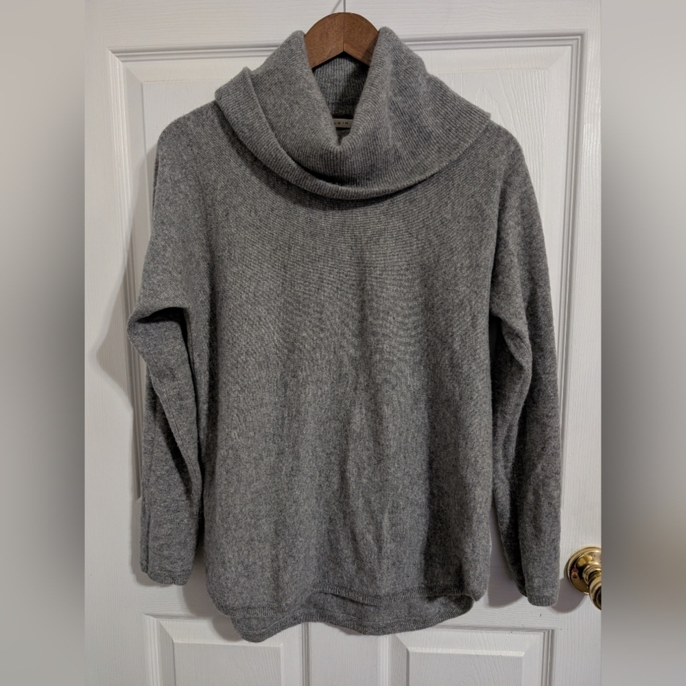 Max Studio Womens Cashmere Sweater Gray Turtleneck Pullover Size Medium